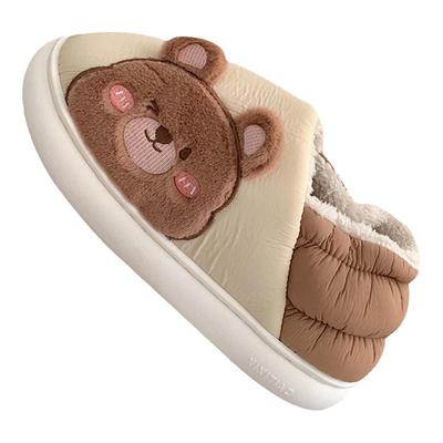 细细条居家防滑保暖全包跟棉拖鞋