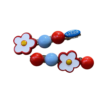 甜美花朵彩色珠子刘海发夹