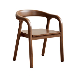 实木椅子家用结实耐用中古风餐厅靠背椅休闲轻奢高级加厚扶手餐椅