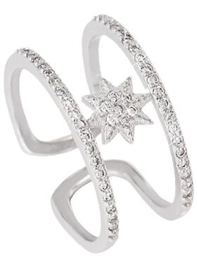 轻奢小众设计高级感925纯银个性潮时尚双层镶钻食指星星戒指环女