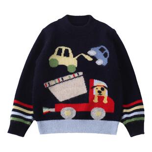 高端男童新款纯山羊绒针织衫宝宝卡通加厚毛衣儿童羊绒衫洪叶云台