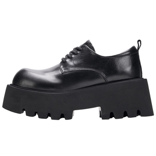 NOOWA设计师款厚底德比鞋女2026春新款真皮高级感增高百搭小皮鞋