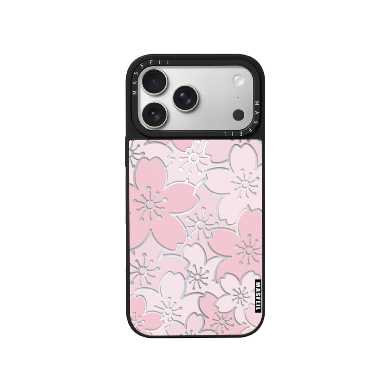 MASFEIL× 满屏樱花适用iPhone17Promax手机壳新款ip15磁吸带支架苹果16Pro套Jo5镜面好看高级感女13pm全包14