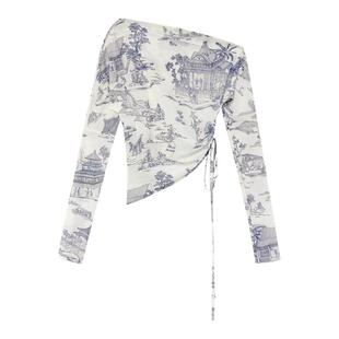 FLONAKED 25新款雍正行乐图手绘印花露肩皮肤衣银泰百货 300170