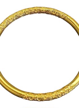 金色古法卷草纹素圈手镯复古宫廷风轻奢手环高级感小众精致手饰品
