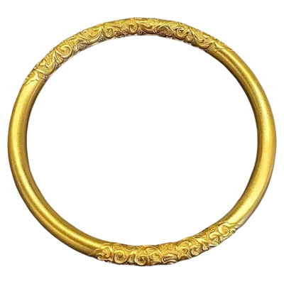 金色古法卷草纹素圈手镯复古宫廷风轻奢手环高级感小众精致手饰品