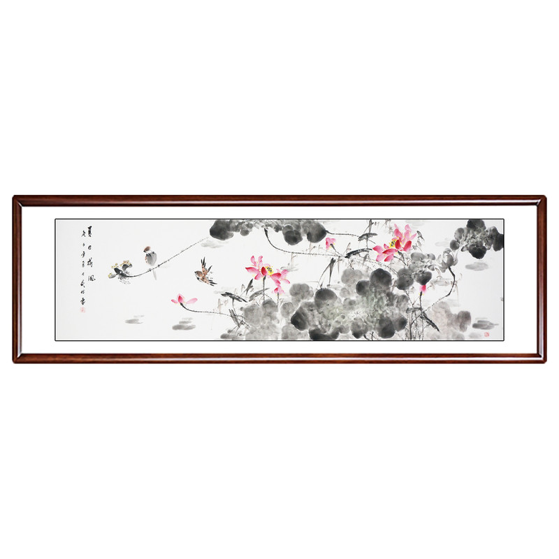 花鸟画手绘真迹国画卧室床头挂画客厅装饰画横幅名家水墨字画荷花