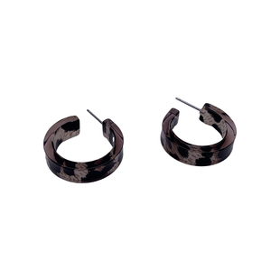 韩国秋冬豹纹C型耳环2025新款高级感甜酷百搭小众耳圈复古耳饰女