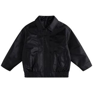 小象汉姆男童皮衣外套2025秋装新款儿童中大童宽松休闲夹克上衣潮