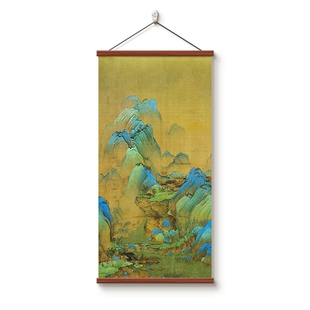 千里江山图装饰画入户玄关挂画客厅走廊过道新中式竖版山水画国画