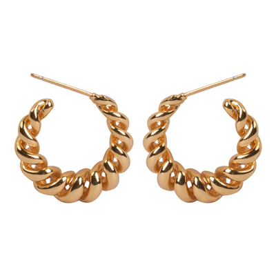 金色螺旋大耳环素圈耳饰