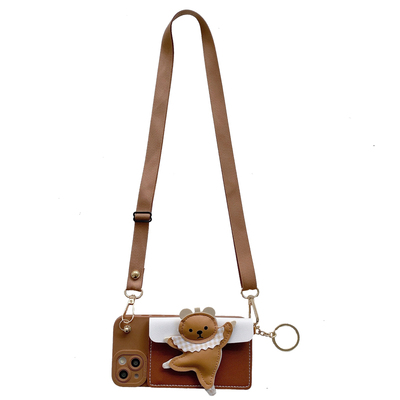 个性跳舞熊零钱包挂绳防摔手机壳