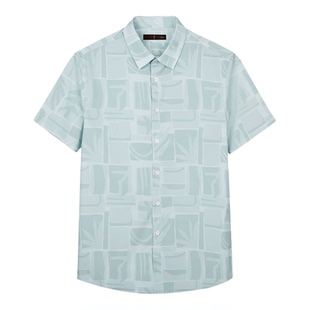 【商场同款】才子男装莫代尔短袖衬衫男2025夏季新款薄款休闲衬衣