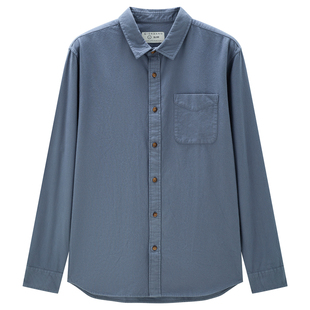 佐丹奴2026年春新款纯棉法兰绒单口袋长袖休闲衬衫外套男01044876