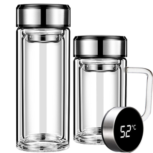 巨大600-1800ml双层玻璃杯泡茶水杯子高档耐热隔热加厚杯大型透明