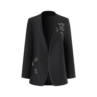 迪奥25秋冬新款高定西装礼服外套女轻奢重工钉珠立体花高级感西服