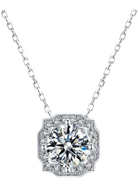 海瑞单吊坠1克拉四爪莲花锁骨链