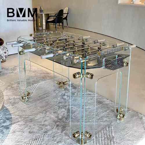 bvm透明钢化水晶玻璃桌上足球机亚克力标准成人桌上足球台