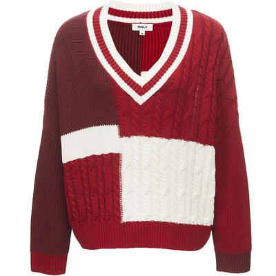 ONLY落肩宽松长袖V领针织衫