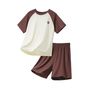 「高级舒适感」夏季儿童莫代尔睡衣男孩运动套装短袖男女童空调服