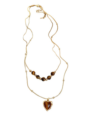 「嗔三酱」虎眼石串珠简约时尚项链美拉德复古锁骨链气质项饰女