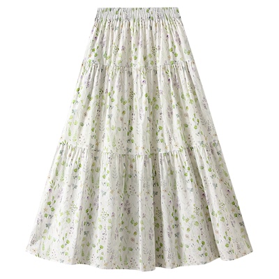 2185-油画风口袋碎花蛋糕裙