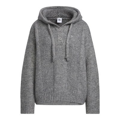 阿迪达斯宽松针织连帽衫