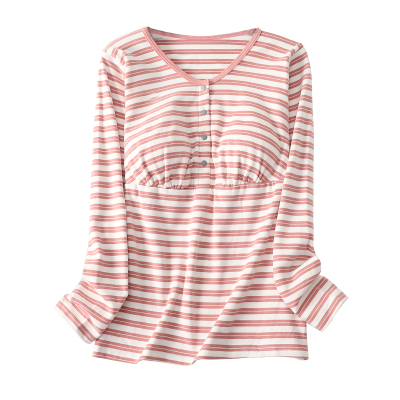 纯棉哺乳长袖上衣月子服睡衣打底