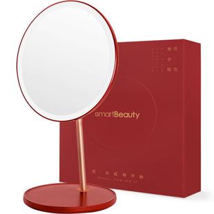 TOUCHBeauty渲美化妆镜带led补光灯结婚陪嫁红色礼盒台式梳妆镜子