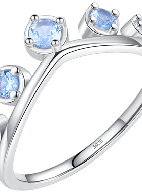 摩典925纯银彩色锆石皇冠戒指女