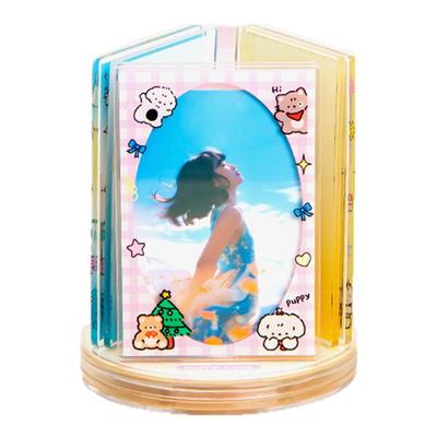 亚克力双人插卡立牌定制旋转3寸拍立得拆拆乐明星周边小卡展示架