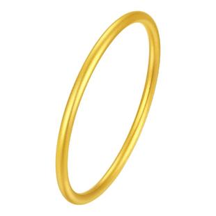 周大生黄金手镯女古法足金手饰素圈固口金镯子生日礼物送妈妈女友