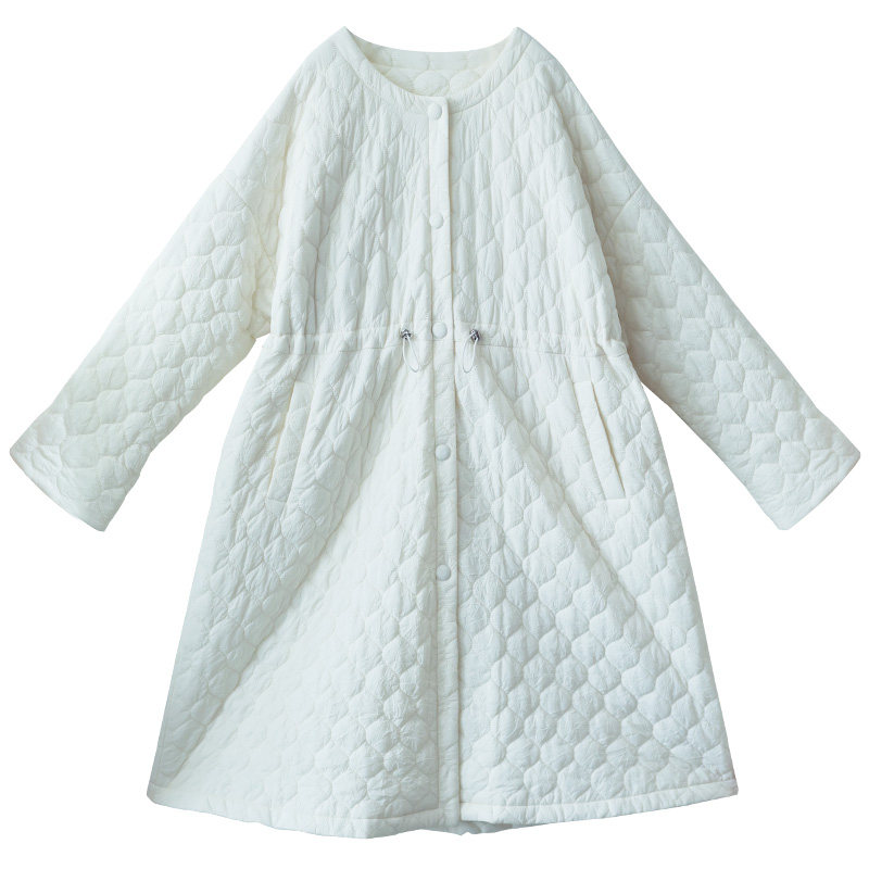 棉麻记复古肌理感绗棉棉服女冬季