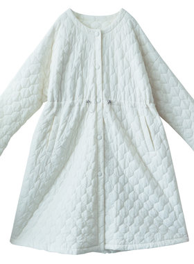 棉麻记复古肌理感绗棉棉服女冬季