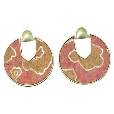 橘粉色花朵海鲜圈圈复古夸张耳环