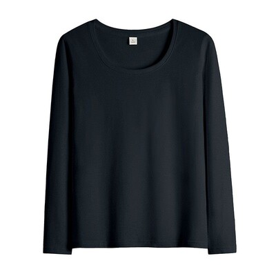 墨绿低领修身长袖打底T恤女春季