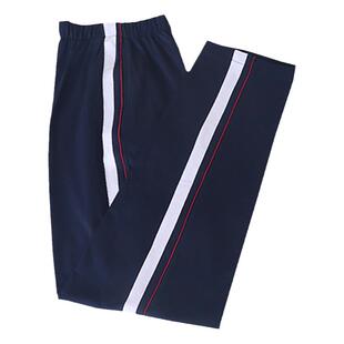 校服裤子秋冬高中小学生藏蓝直筒一道酒红绳拼一条白宽杠四季可穿
