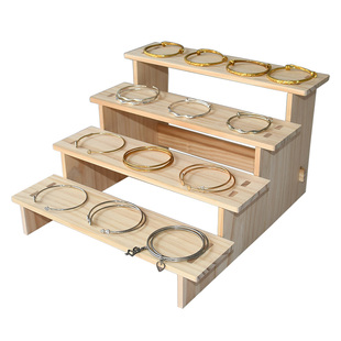 实木手串架加宽阶梯架指甲油陈列摆件桌面手镯手串佛珠收纳展示架