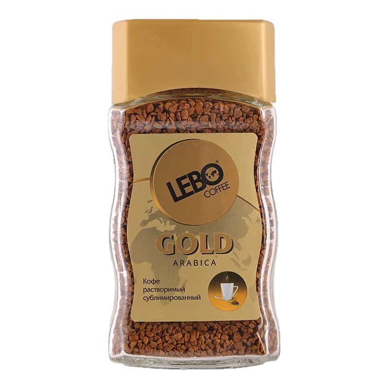 俄罗斯进口LEBO牌纯黑咖啡速溶阿拉比卡冻干颗粒特浓醇香100克