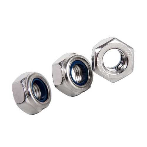 304/201不锈钢锁紧螺母M3M4M5M6M8M30防松螺丝帽尼龙六角防滑自锁