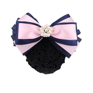 职业女头花简约高档空姐发网服务员带网兜护士蝴蝶结银行工作头花