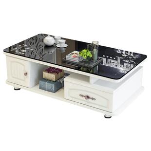 圆角茶几小户型简约现代花几客厅电视柜组合茶桌家用玻璃茶几桌