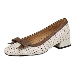 全真皮羊皮超轻便超软底洞洞鞋女士凉鞋子夏天2025新款小皮鞋百搭