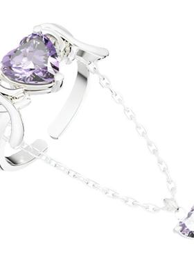 小众设计紫色爱心锆石戒指女