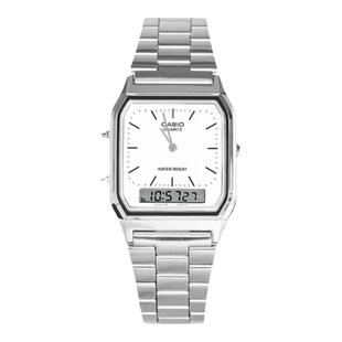 卡西欧手表男女复古小方块双显小金表小银表AQ-230海外直邮