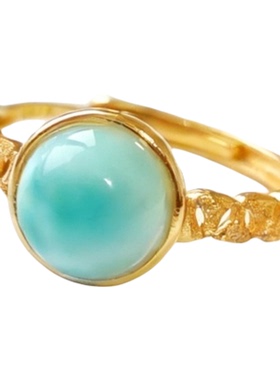 925银镀金多米尼克海纹石尾戒