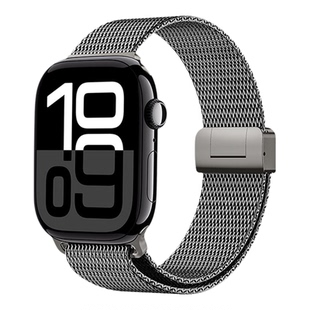 适用苹果手表iwatch表带s11编织s10钛合金磁吸applewatch8/7SE米兰尼斯9钛金属ultra2运动透气男高级非原装S9
