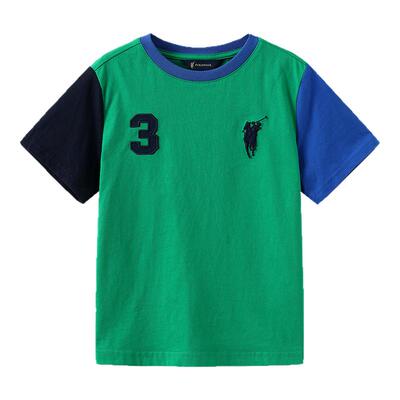 POLOWALK童装 男童短袖T恤圆领纯棉儿童洋气2025夏装新款上衣休闲