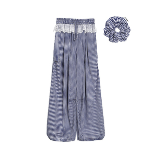 livheart kids 女大童格子阔腿裤春秋薄款2026新款女童休闲裤少女