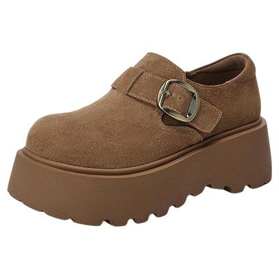 千百度厚底乐福鞋女2025新款